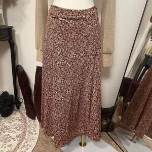 Grunge Cottage Abstract Print Viscose Designer Midi Skirt